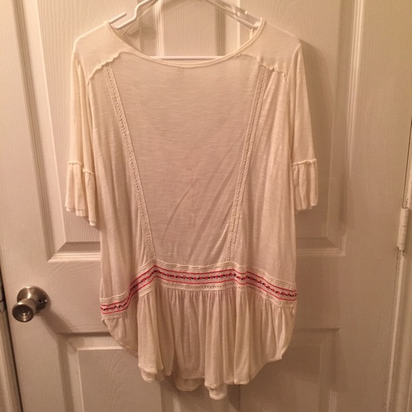 Free People Cream and Red Tunic Top - Picture 2 of 3
